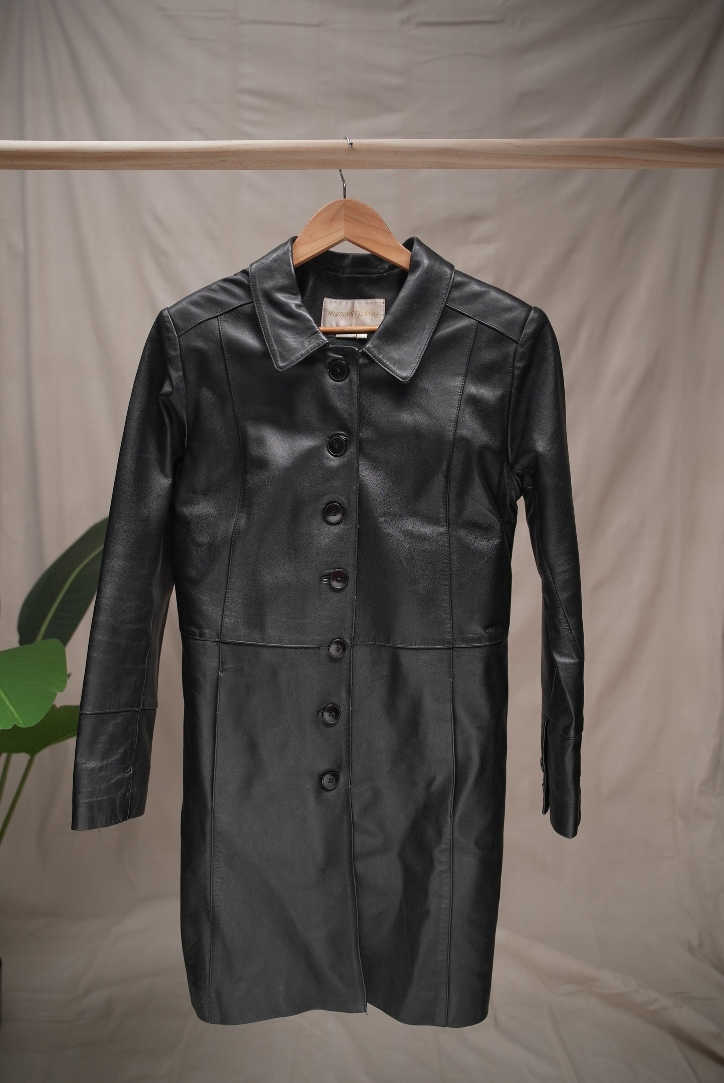 Vintage Black Leather Trench
