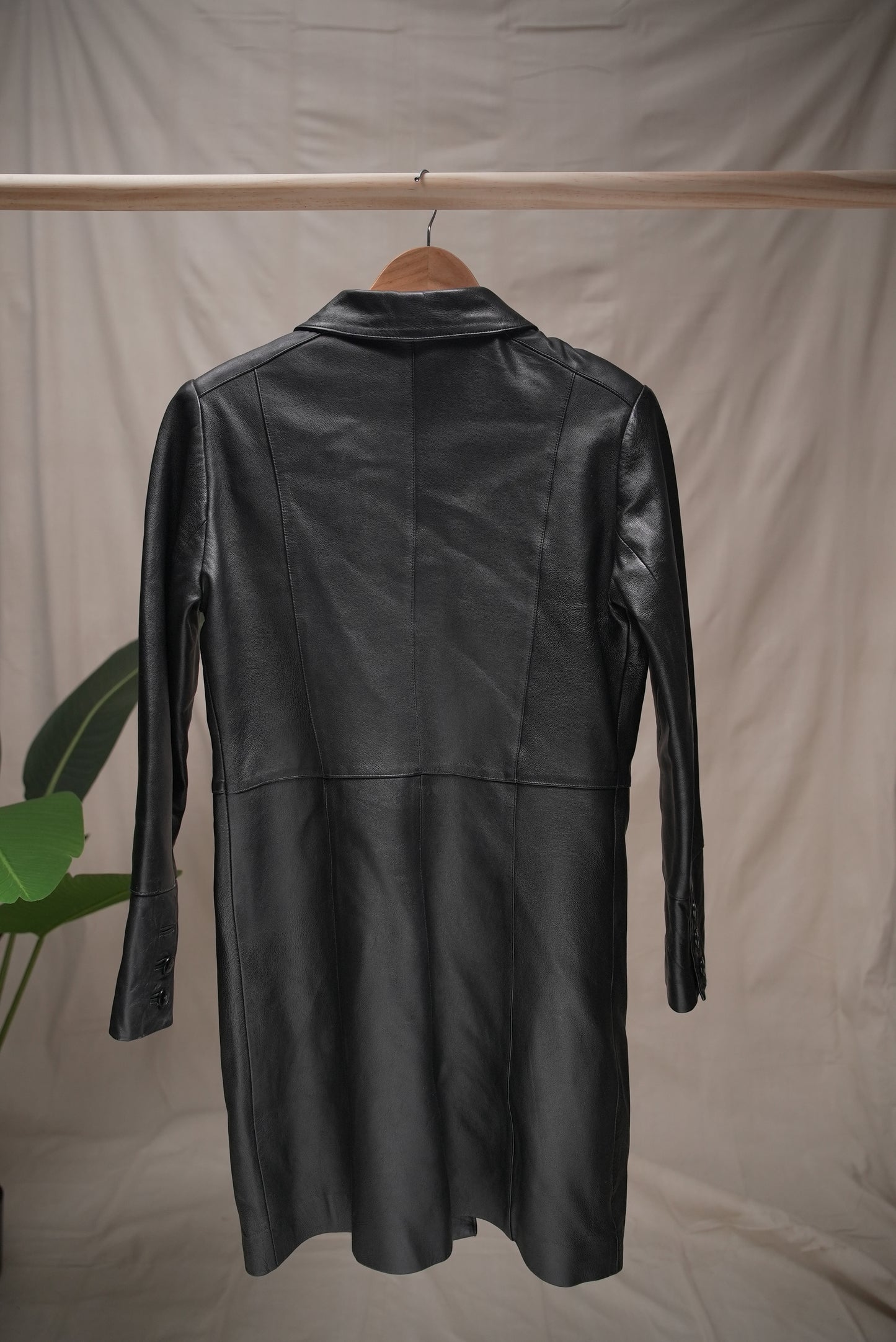 Vintage Black Leather Trench