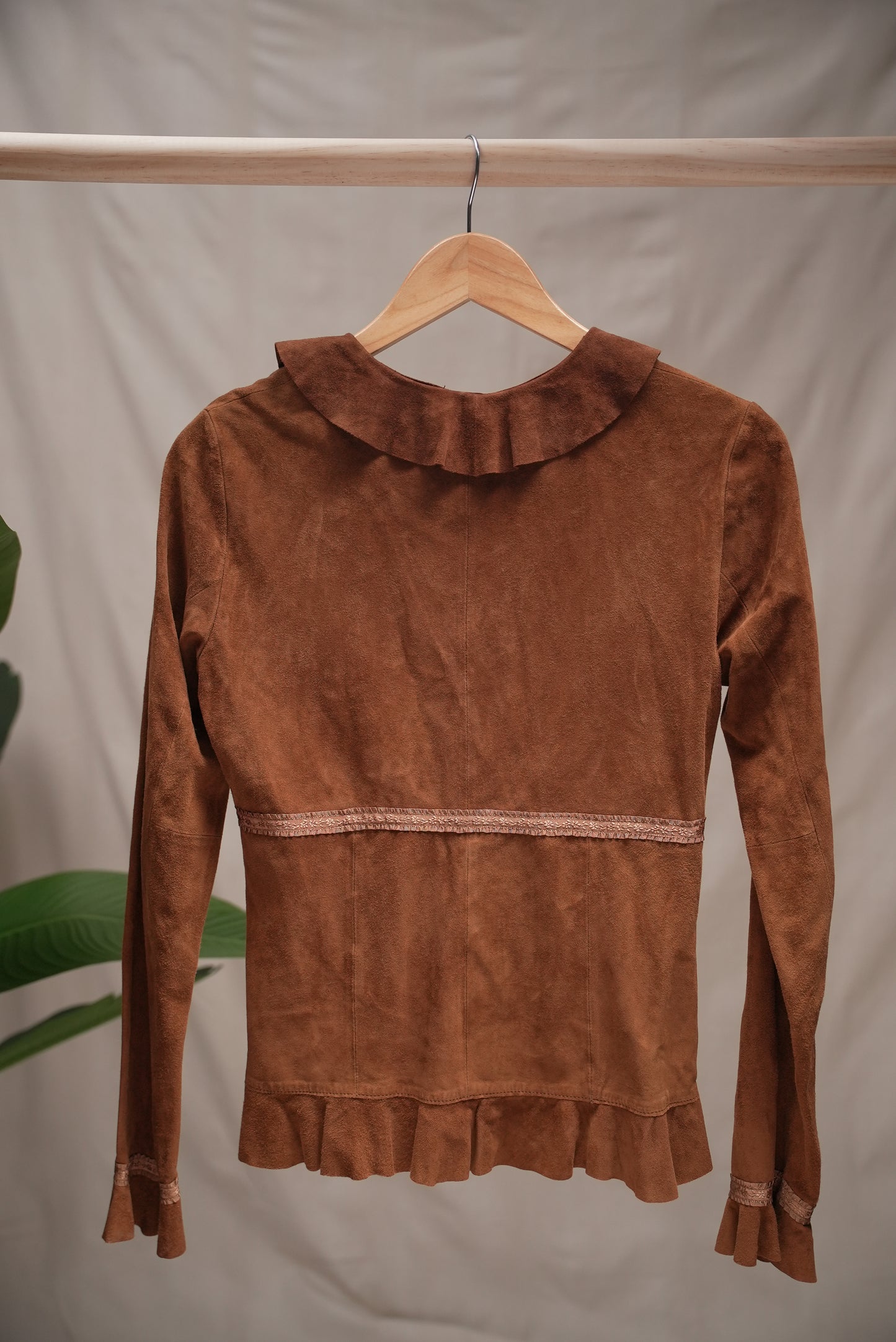 Leather Long Sleeve Blouse