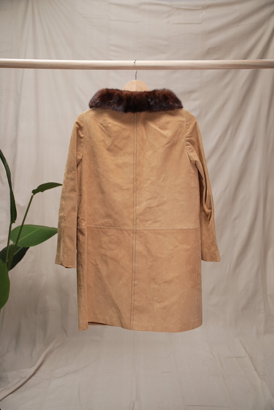 Suede and Fur Collar Coat