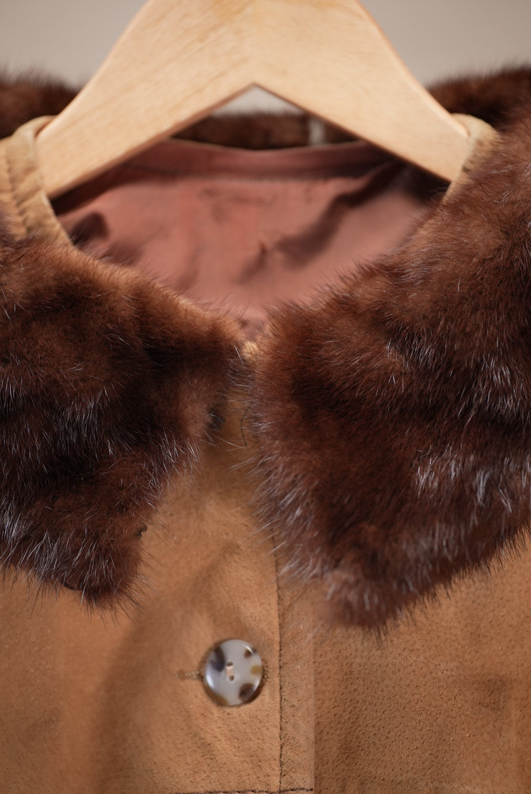 Suede and Fur Collar Coat