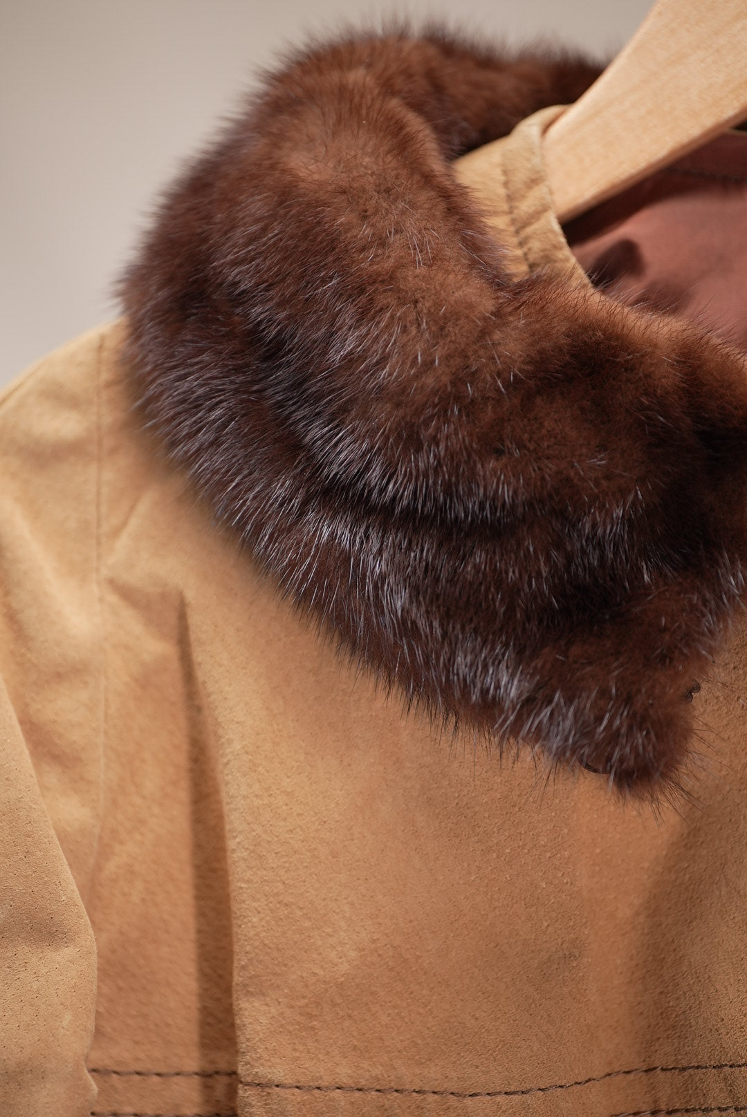 Suede and Fur Collar Coat
