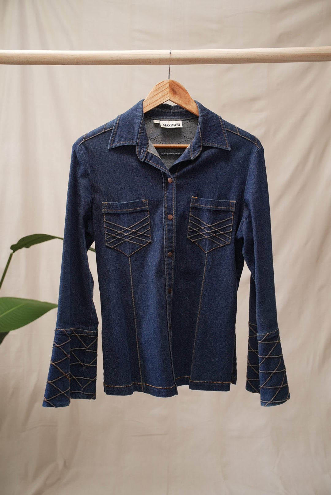 Denim Shirt with Flare Sleeves