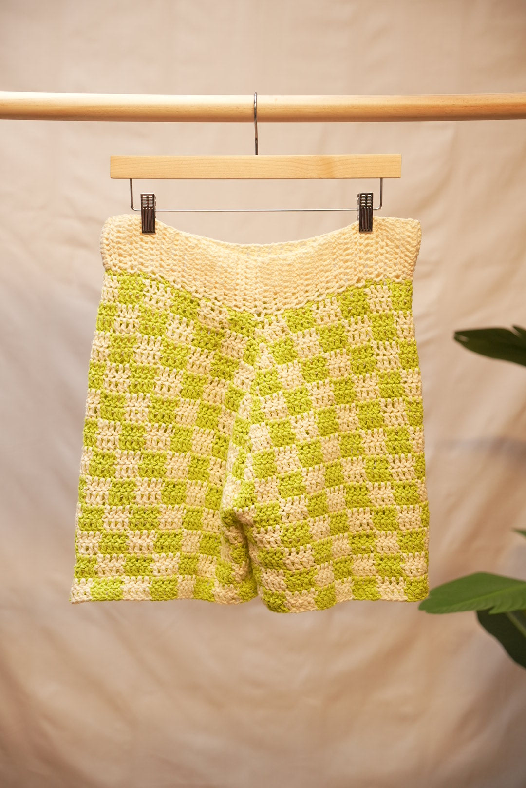 Checkered Crochet Shorts
