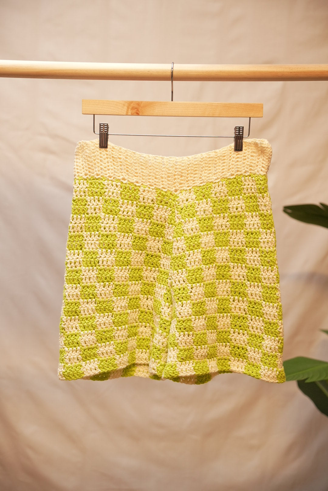 Checkered Crochet Shorts